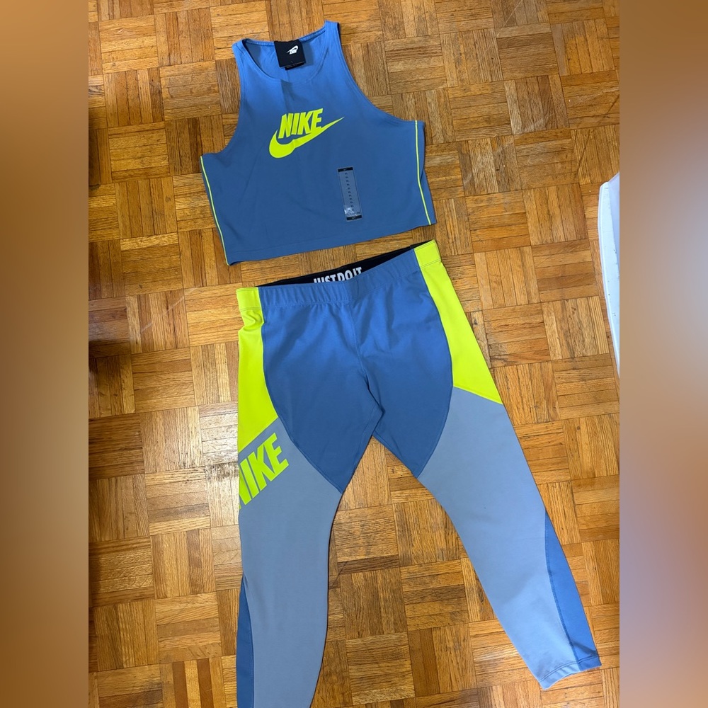 Nike Blue and Neon Green Activewear Set